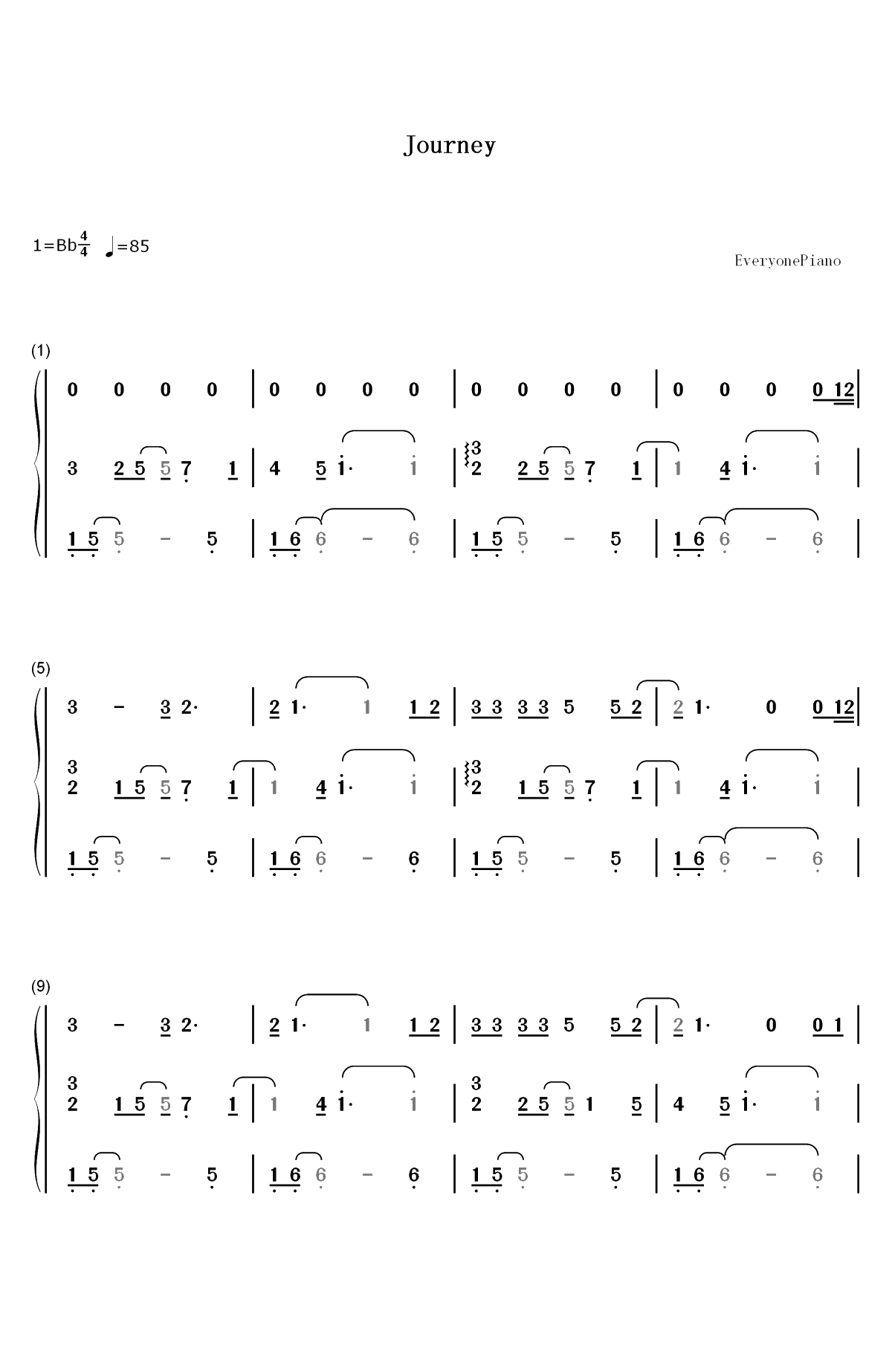 Journey-海豚湾恋人OST双手简谱预览1