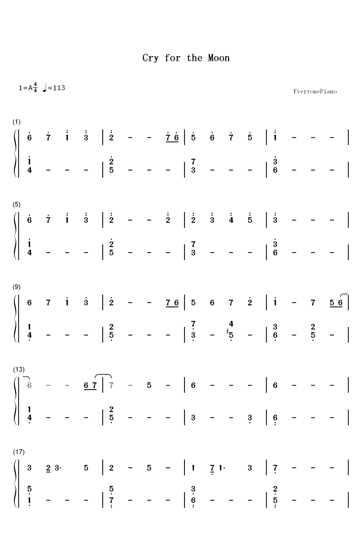 Cry For The Moon-Epica双手简谱预览1