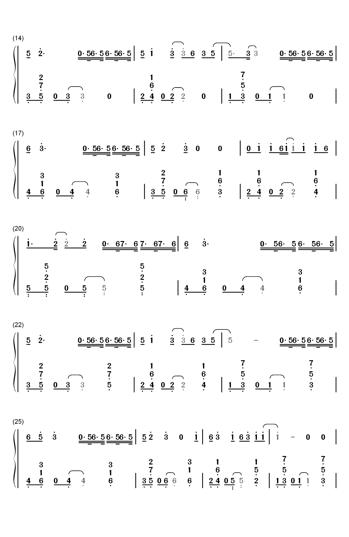 空空如也-胡66双手简谱预览2