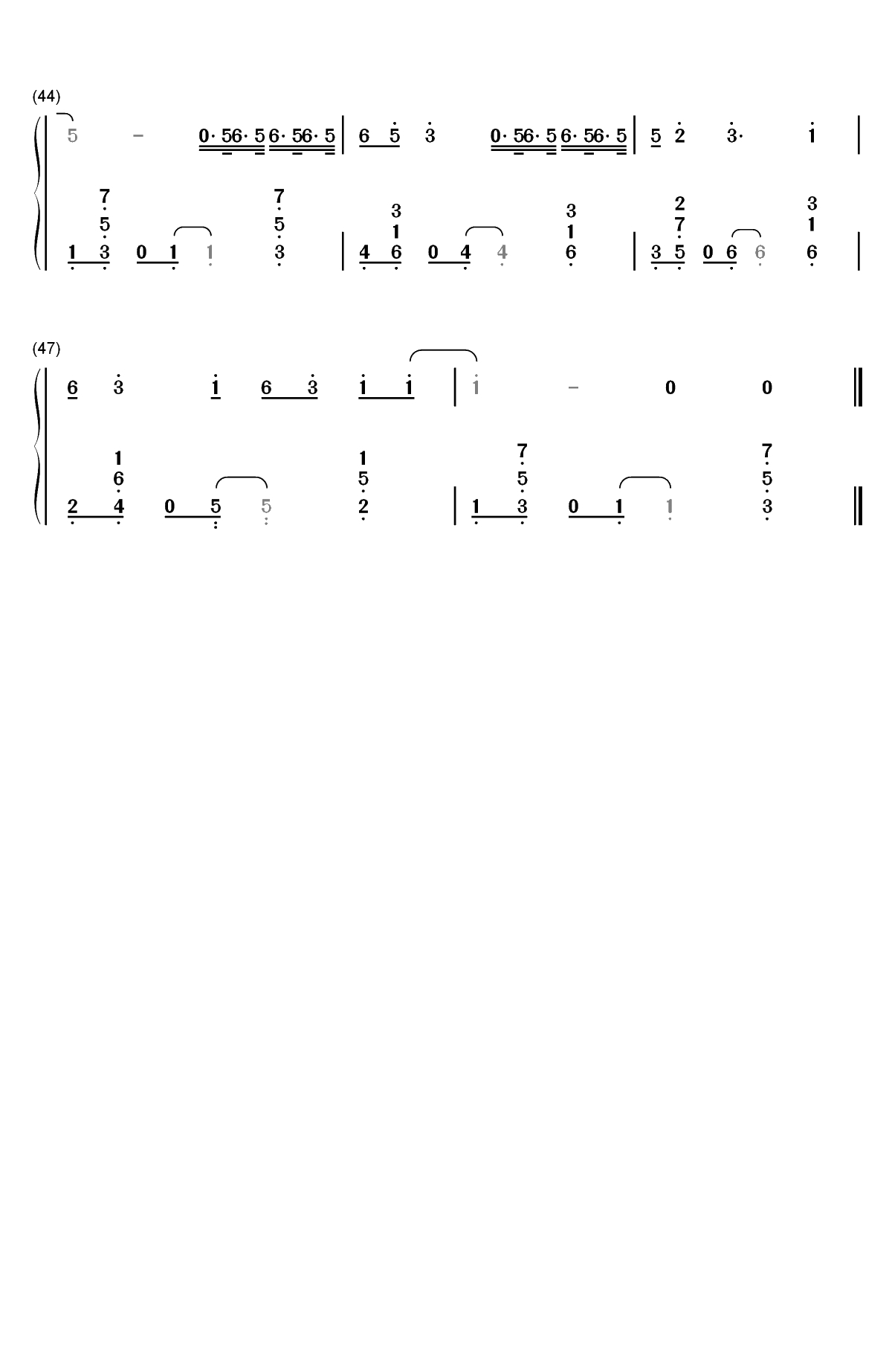 空空如也-胡66双手简谱预览4