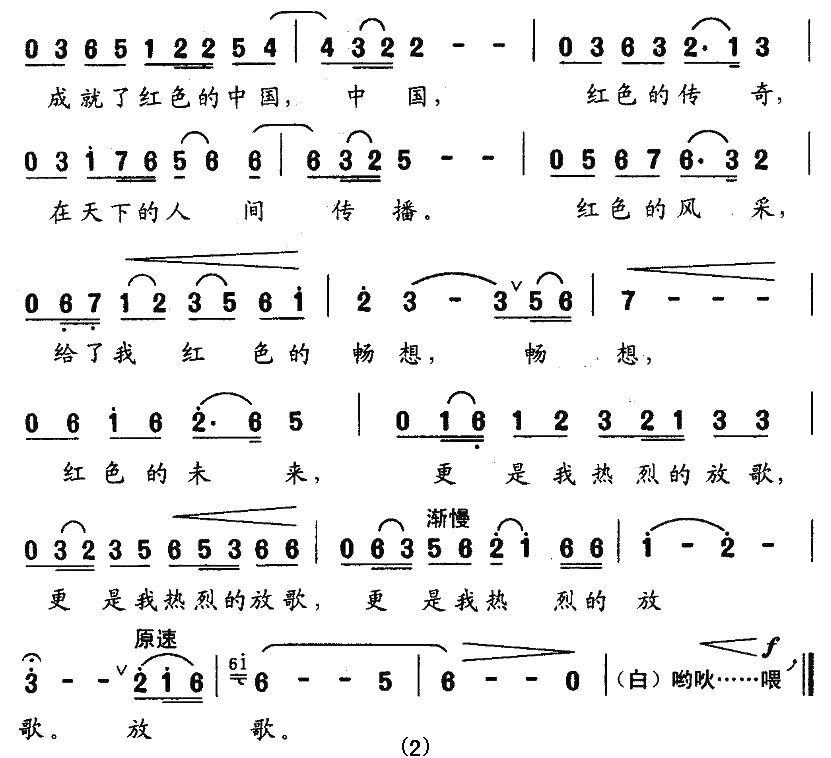 红色的风采简谱-梁和平词 刘安华曲2