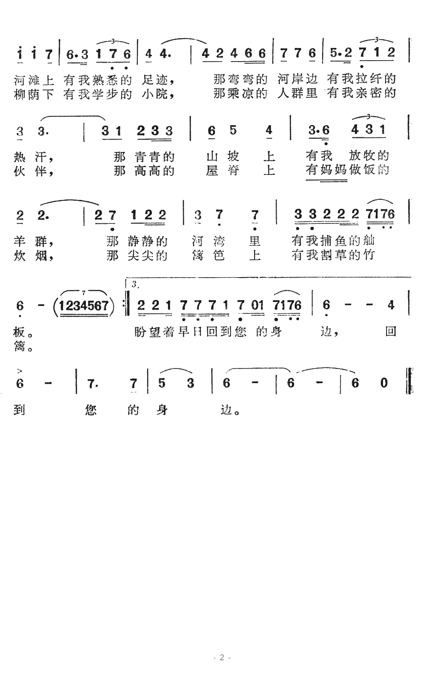 黄河啊，我日夜把您思恋简谱-电视专题艺术片《民族之光》插曲2