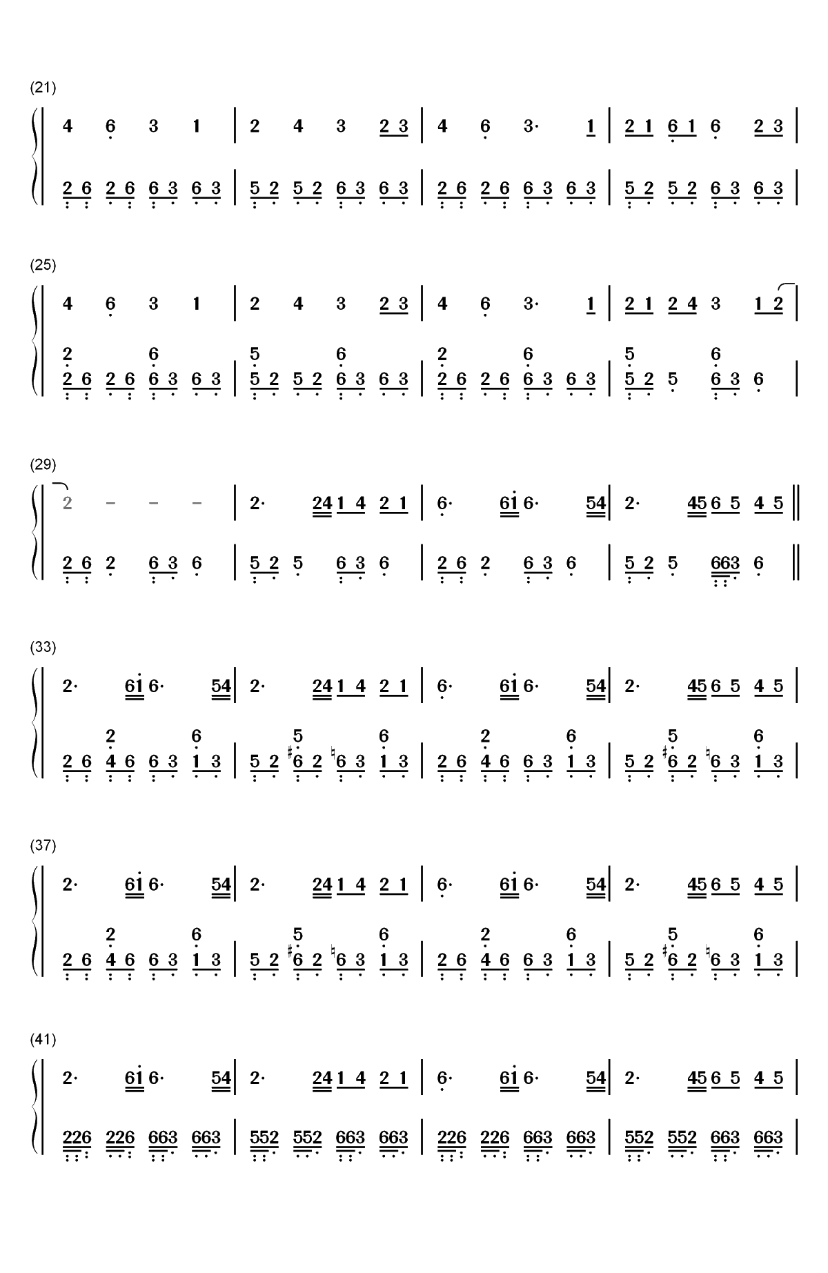中国话-S.H.E双手简谱预览2
