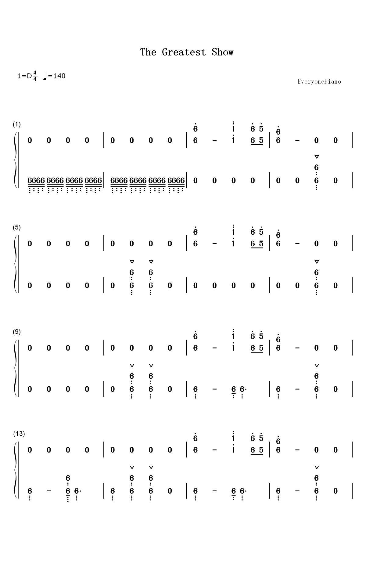 The Greatest Show-马戏之王OST双手简谱预览1