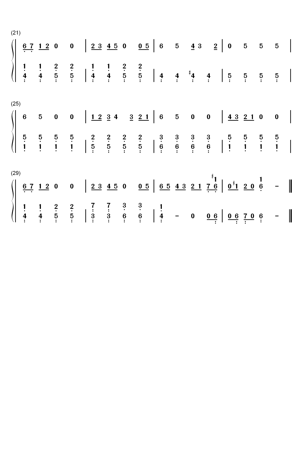 ゆいまーる☆わーるど-你好七叶ED双手简谱预览2