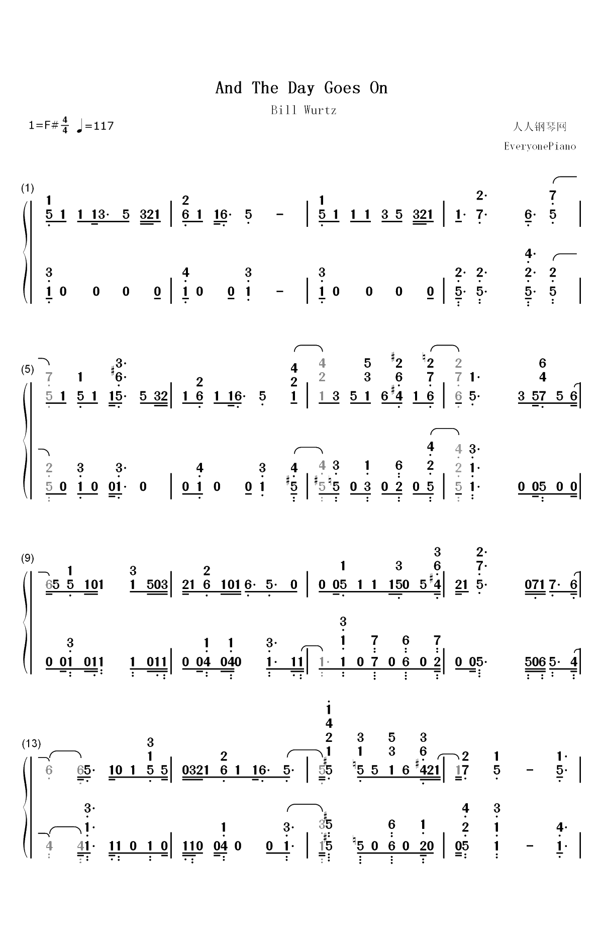 And the Day Goes On-Bill Wurtz双手简谱预览1