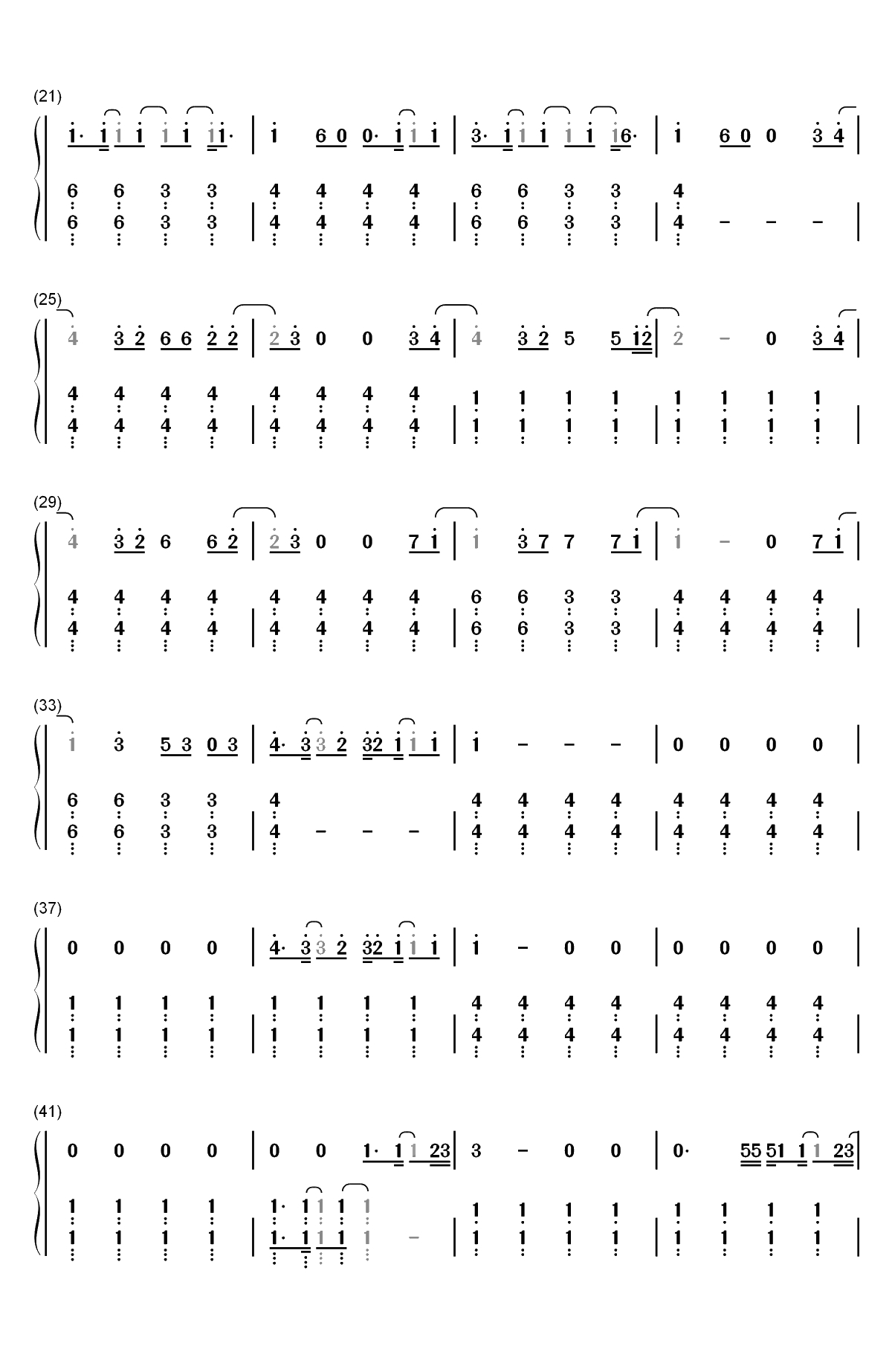 Finally Free-雪怪大冒险插曲双手简谱预览2