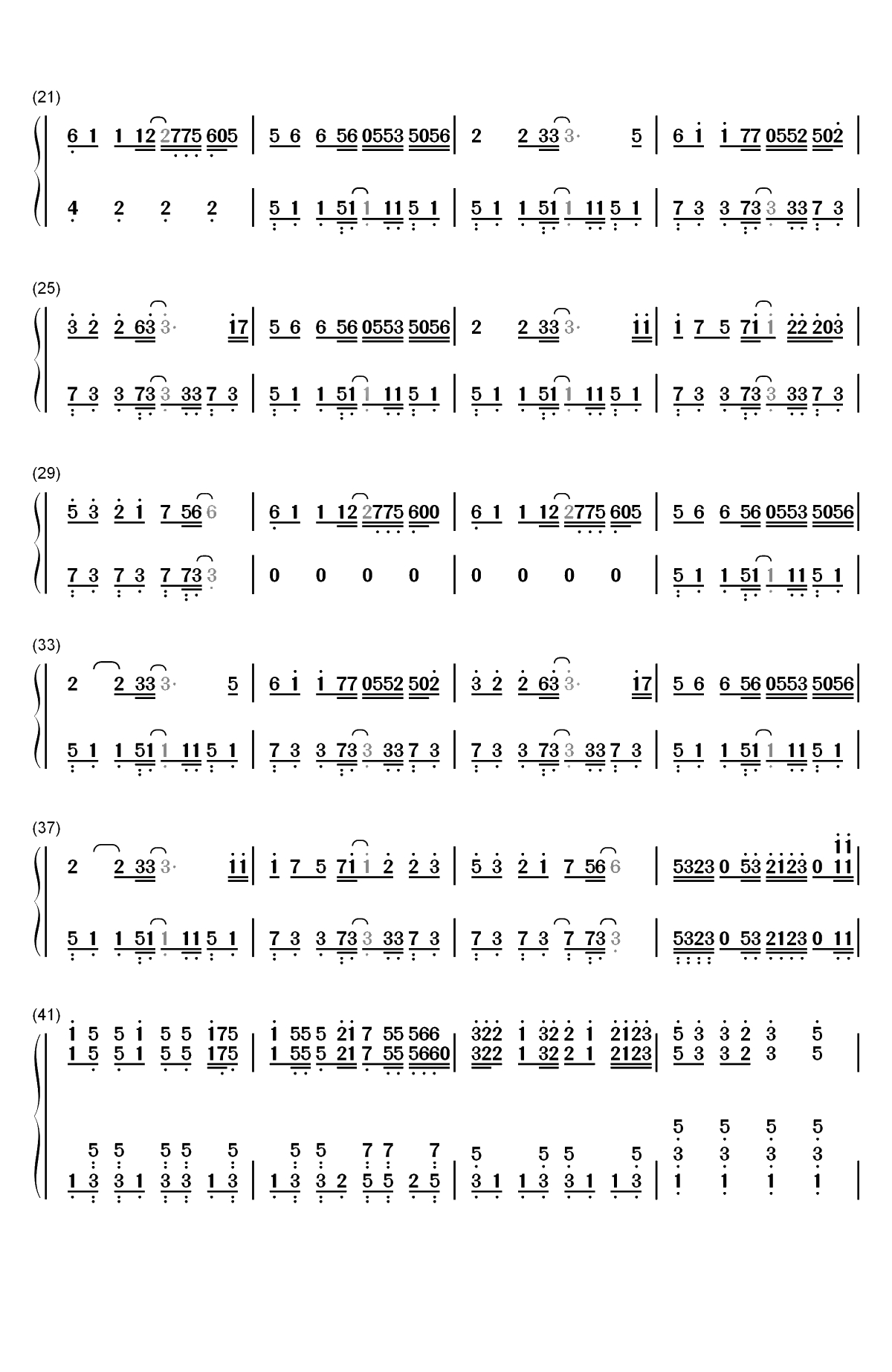 風の唄-めらみぽっぷ双手简谱预览2