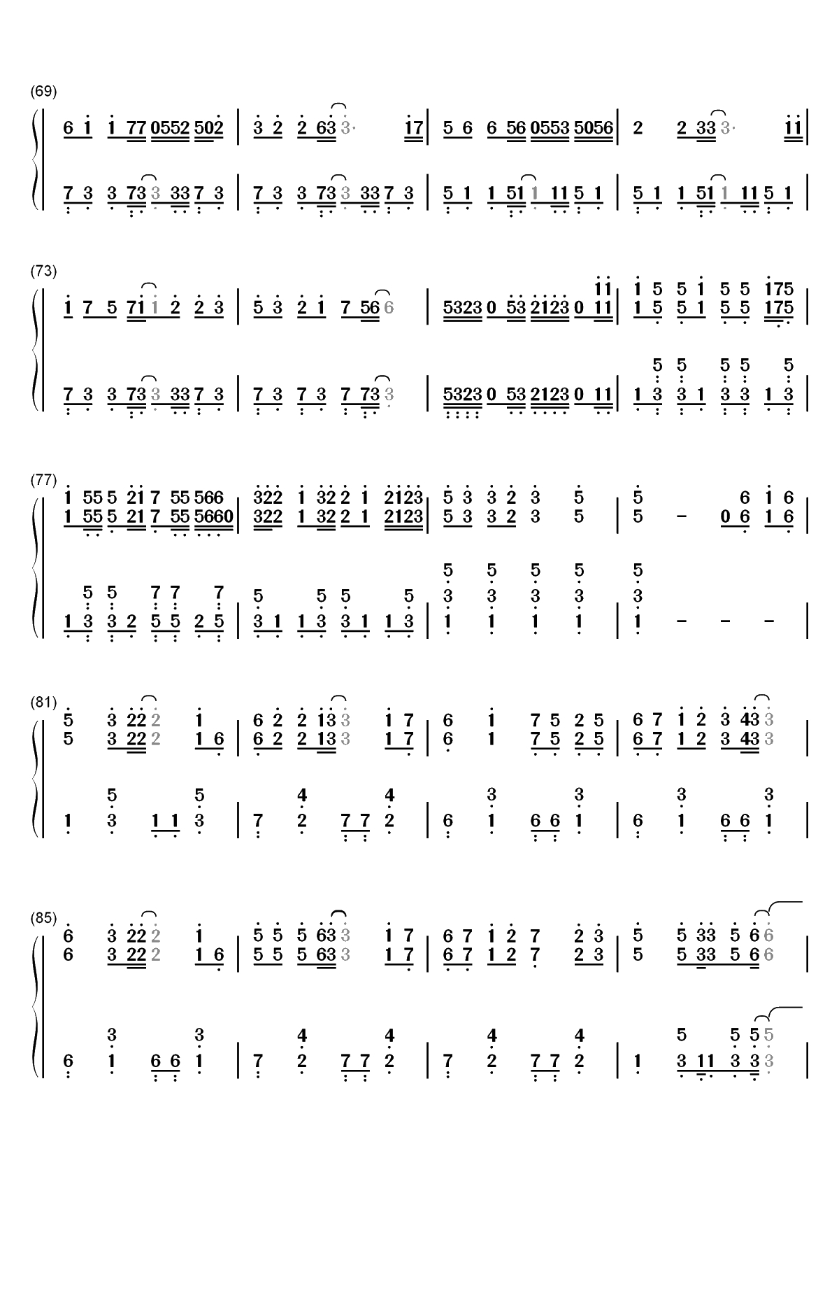 風の唄-めらみぽっぷ双手简谱预览4