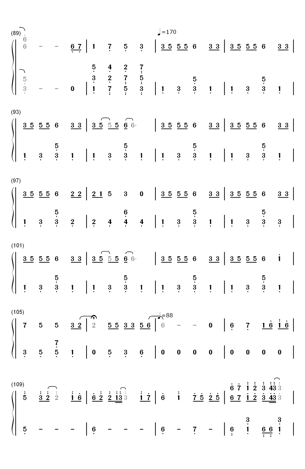 風の唄-めらみぽっぷ双手简谱预览5