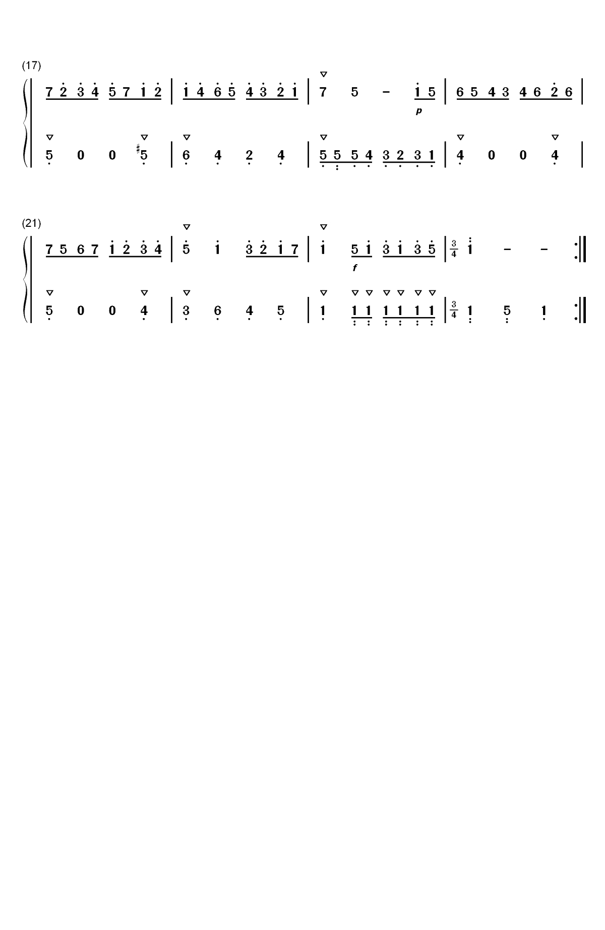 进行曲-巴赫双手简谱预览2