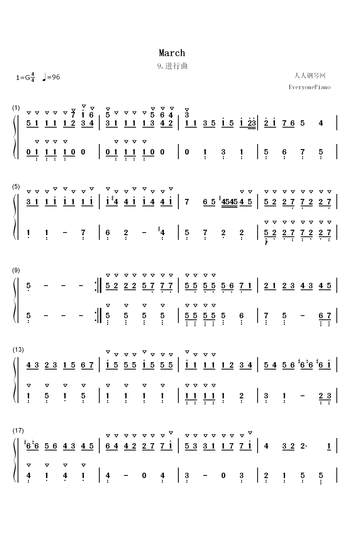 进行曲 9-巴赫双手简谱预览1
