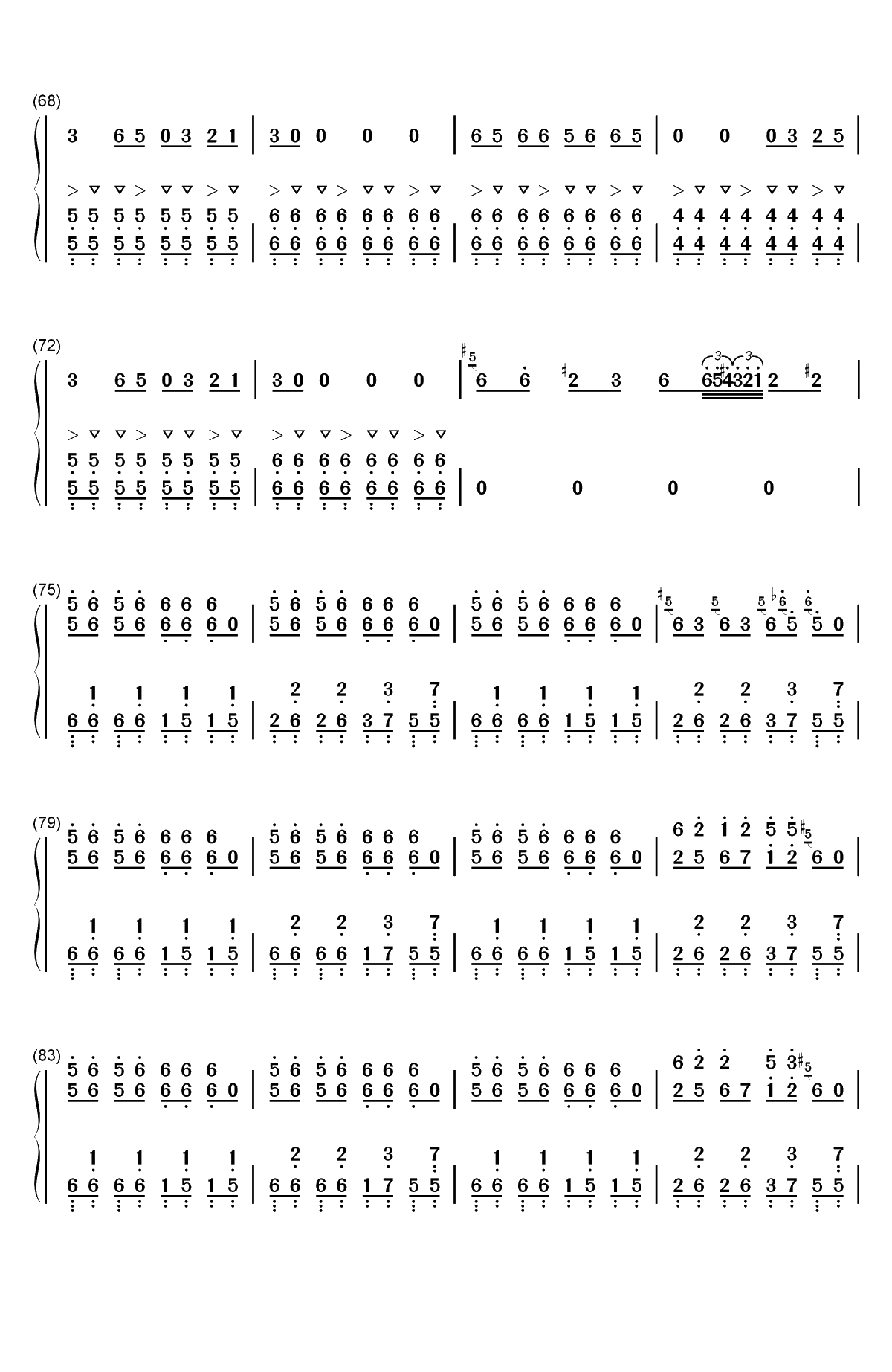 卡路里-西虹市首富插曲双手简谱预览5