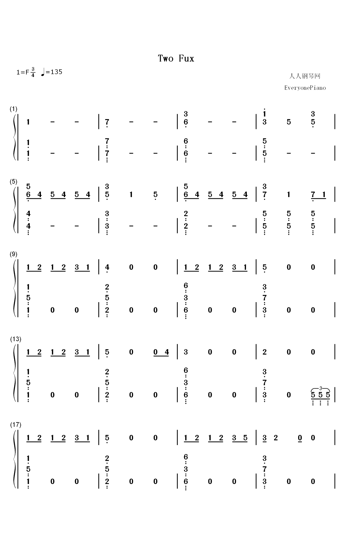 Two Fux-Adam Lambert双手简谱预览1