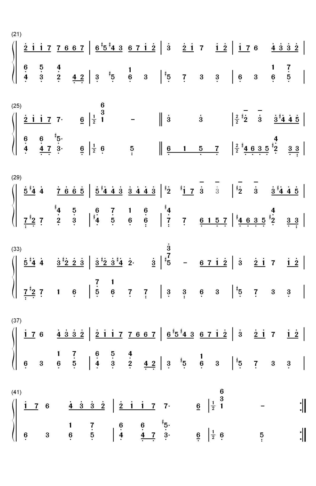 加伏特舞曲 15-巴赫初级钢琴曲集双手简谱预览2