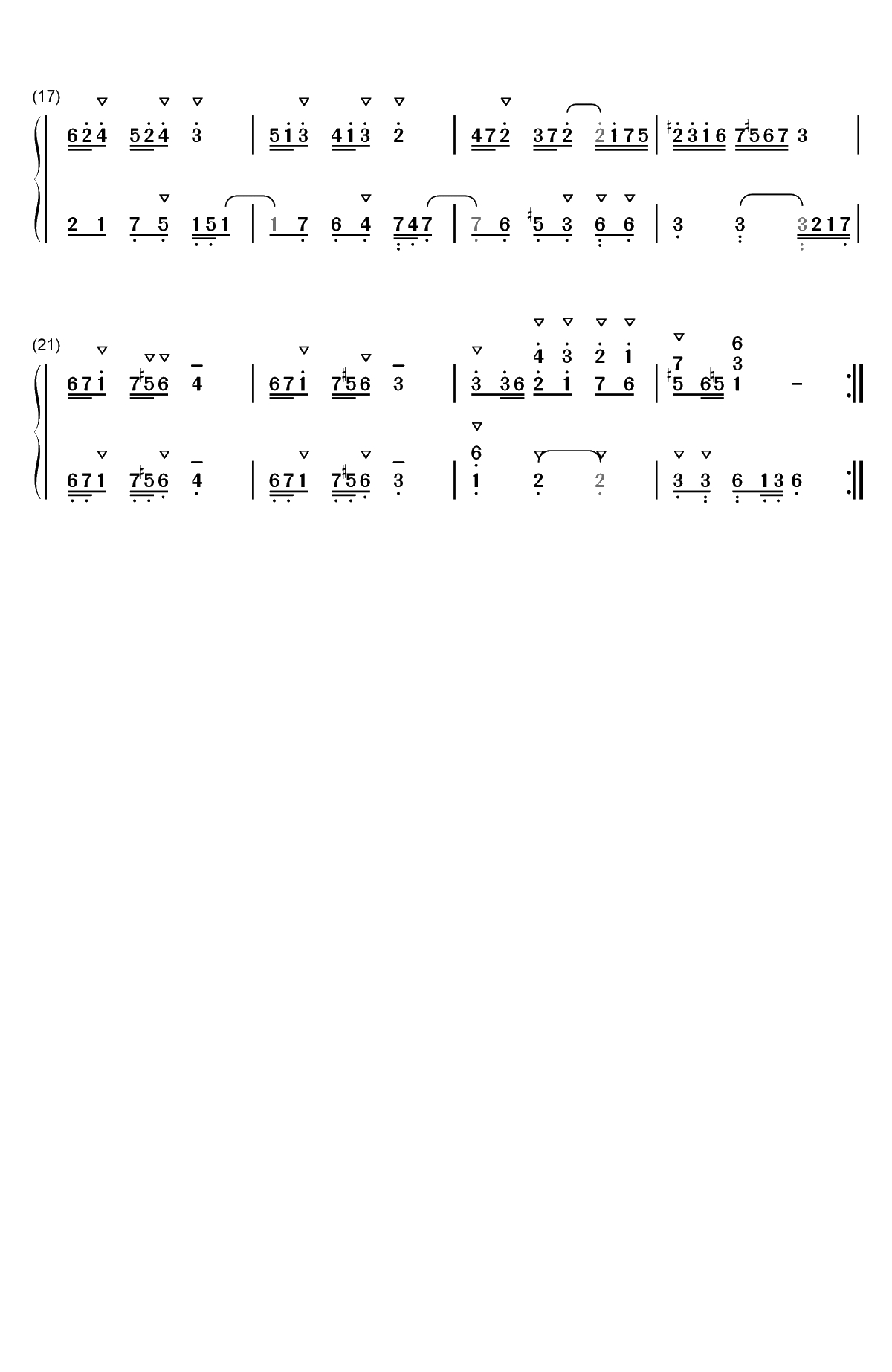 波罗涅兹舞曲 17-巴赫初级钢琴曲集双手简谱预览2