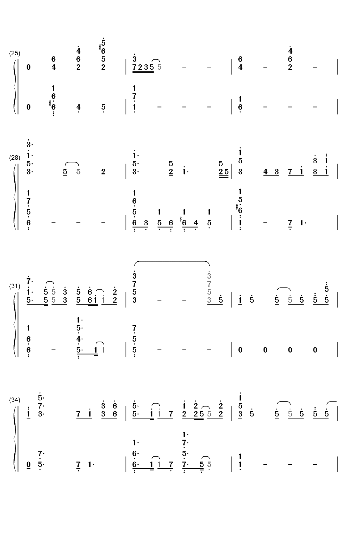手つかずの感情-好听版双手简谱预览3