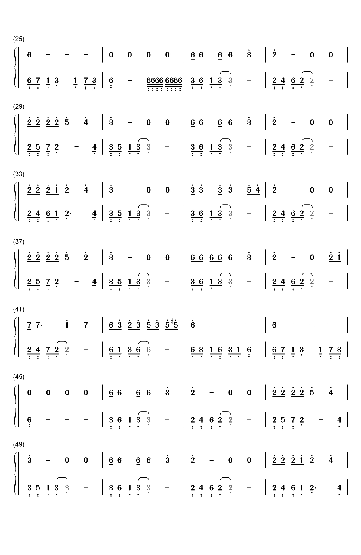 一万个舍不得-不要追问对与错毕竟我们深爱过双手简谱预览2