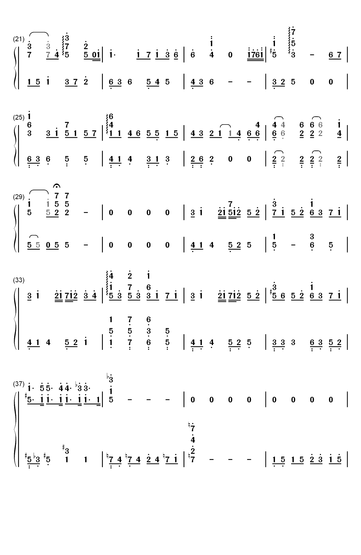 You Are Not Alone-完整版双手简谱预览2