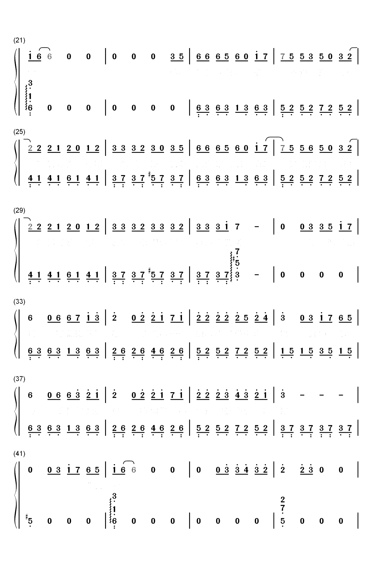 38度6-拥抱这片绿洲那热烈的温柔-抖音歌曲双手简谱预览2