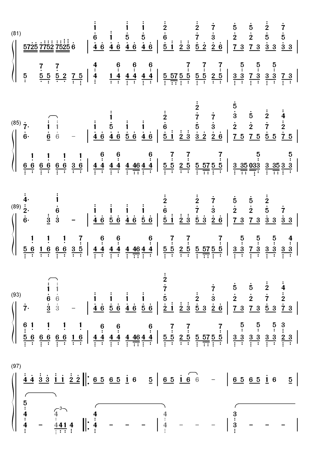 すーぱーぬこわーるど-IA双手简谱预览5
