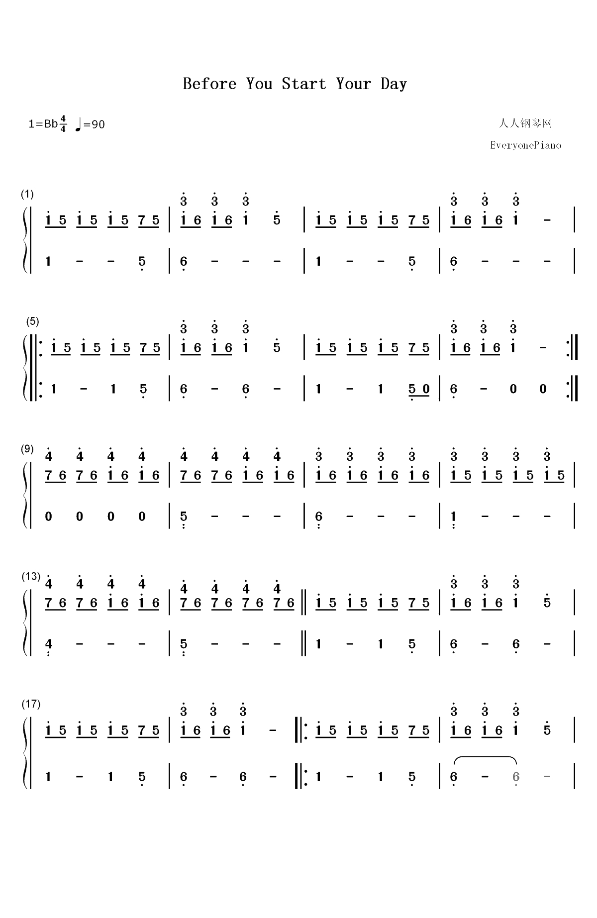 Before You Start Your Day-Twenty One Pilots双手简谱预览1