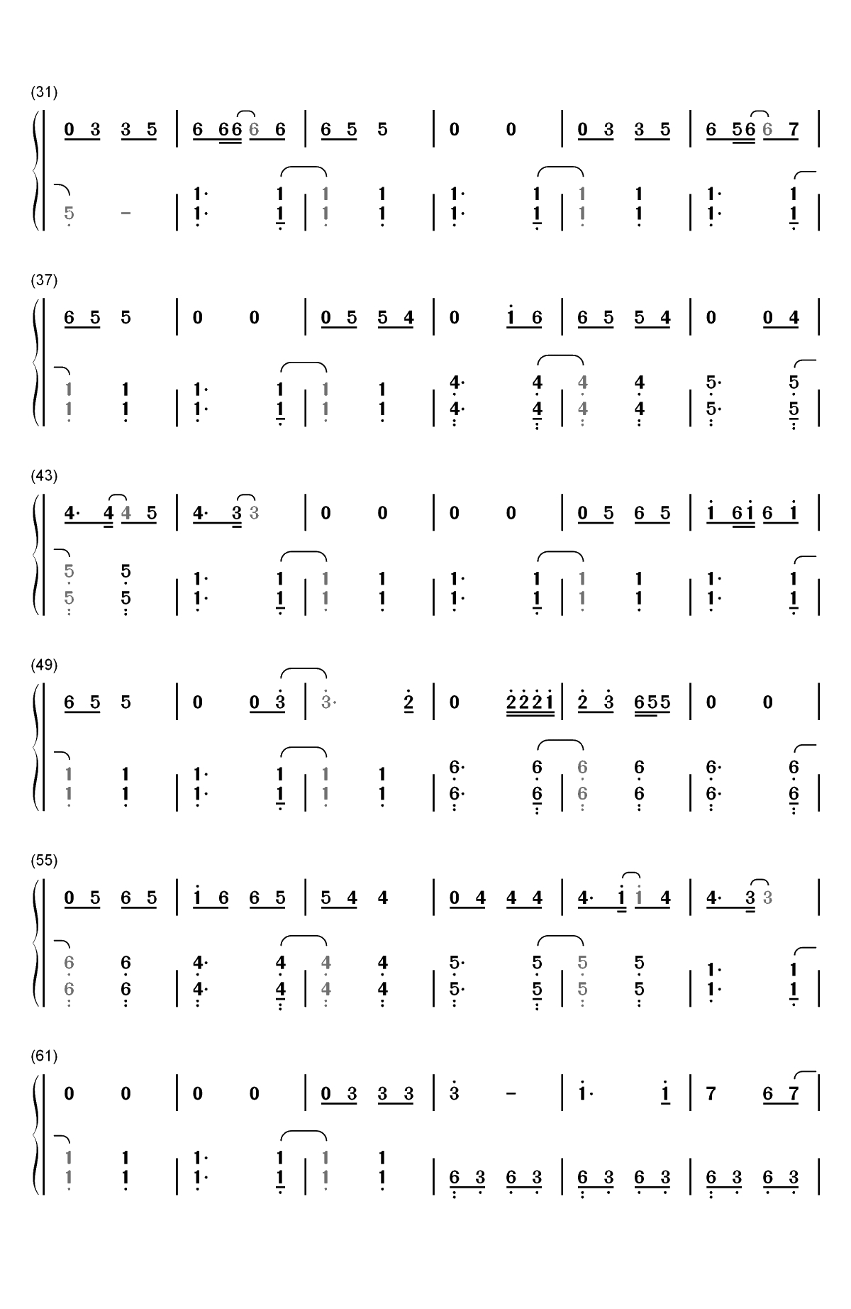 Bedtime Story-三次元女友主题曲双手简谱预览2