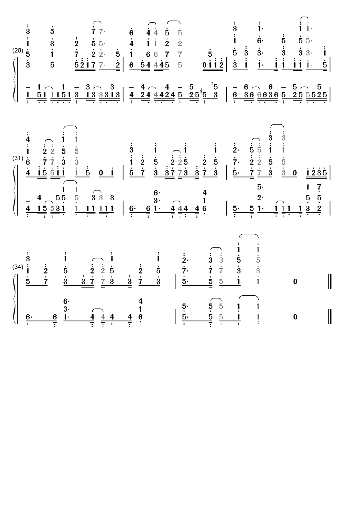 最悪な日でもあなたが好き-异世界魔王与召唤少女的奴隶魔术ED双手简谱预览3