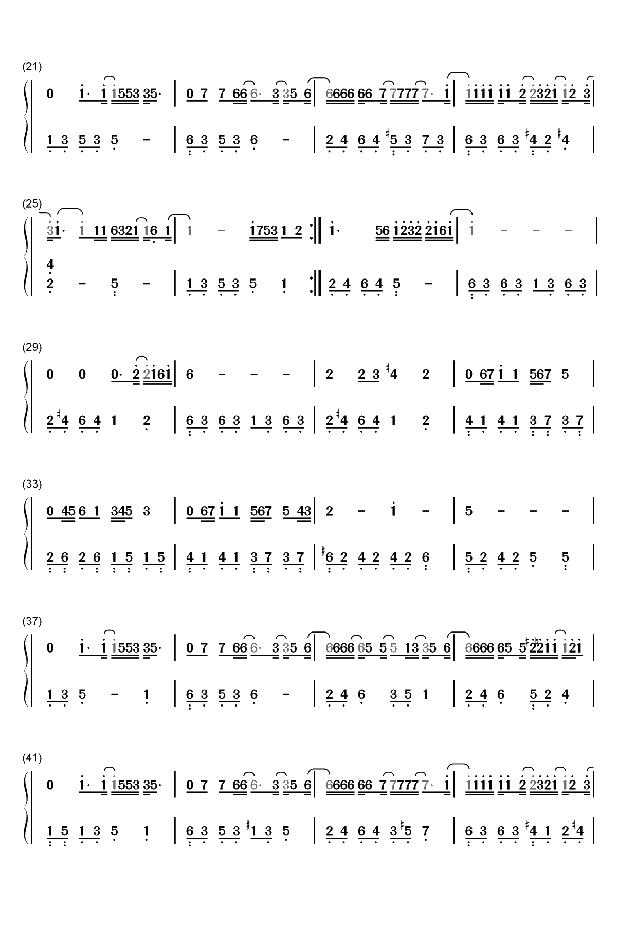 不搭-李荣浩双手简谱预览2