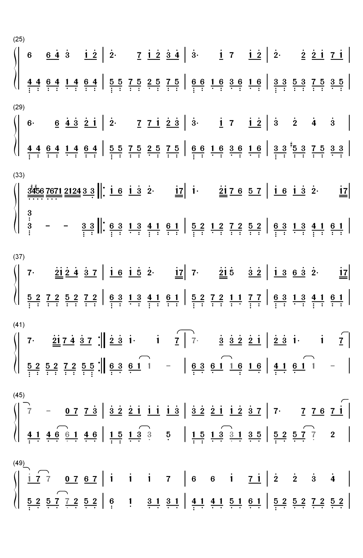 Next To You-完整版双手简谱预览2