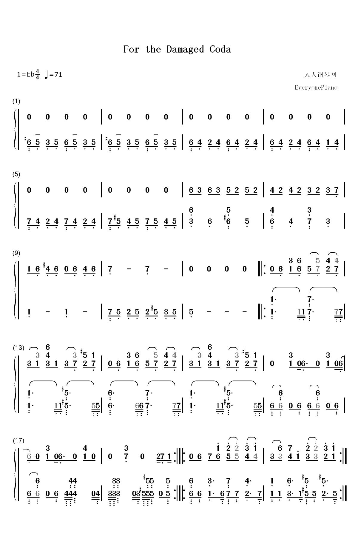 For the Damaged Coda-瑞克和莫蒂插曲双手简谱预览1