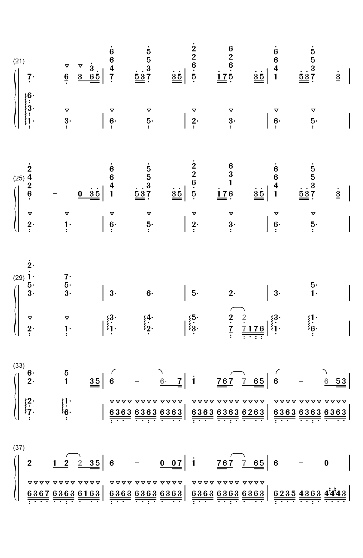 痴颜-花千骨插曲双手简谱预览2