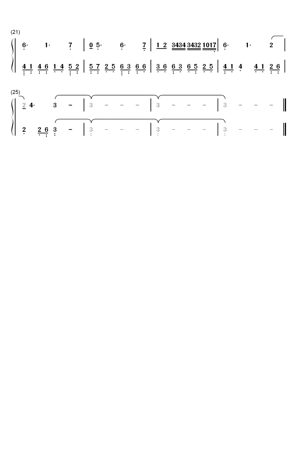 Unraveling-Evanescence双手简谱预览2