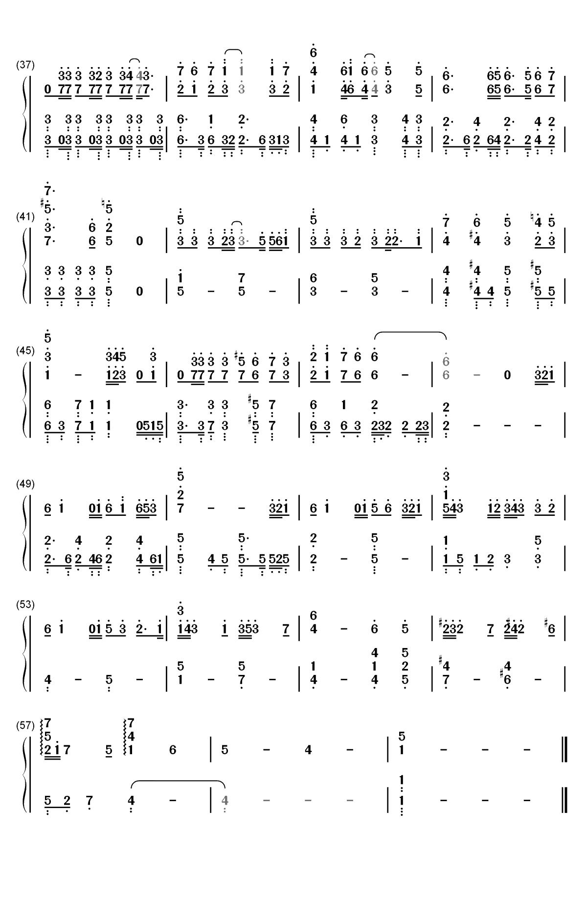 下个转弯是你吗-一见不钟情片尾曲双手简谱预览3