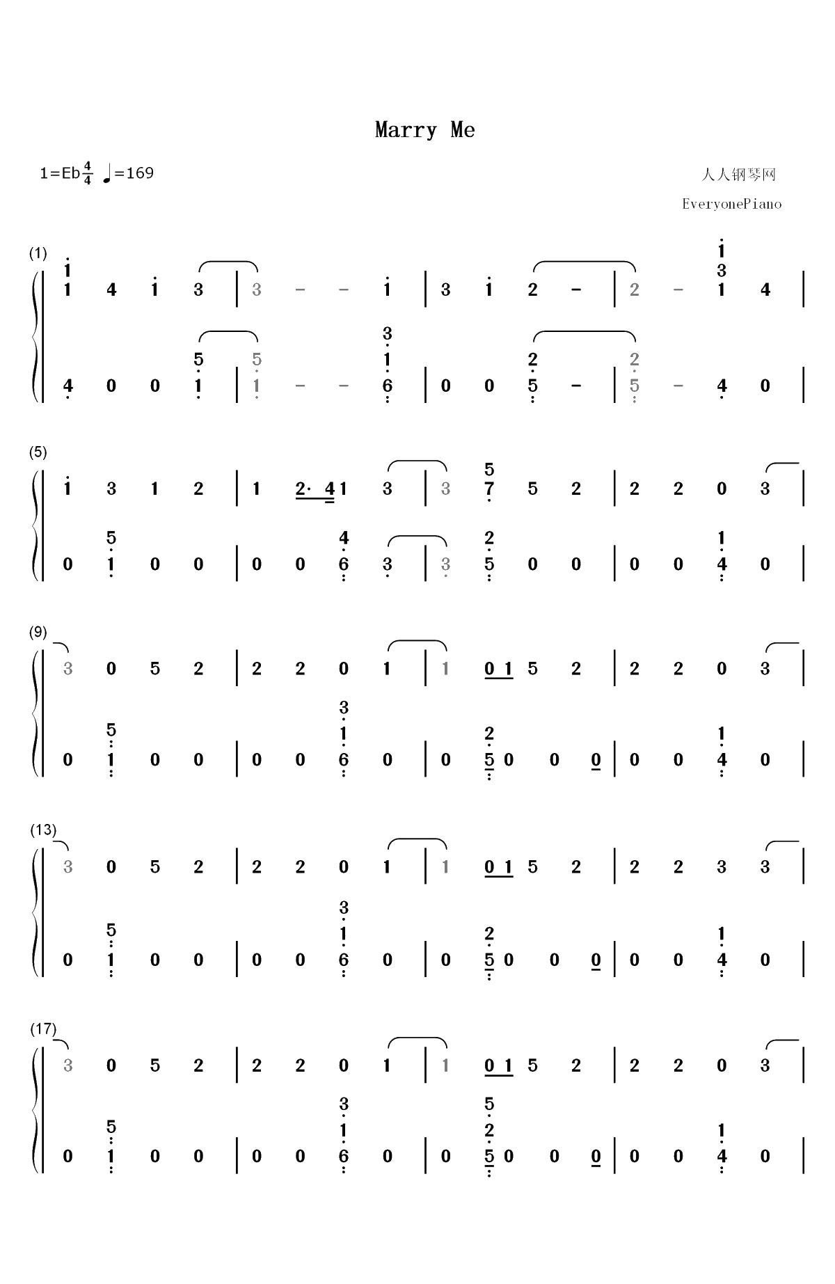 Marry Me-Thomas Rhett双手简谱预览1