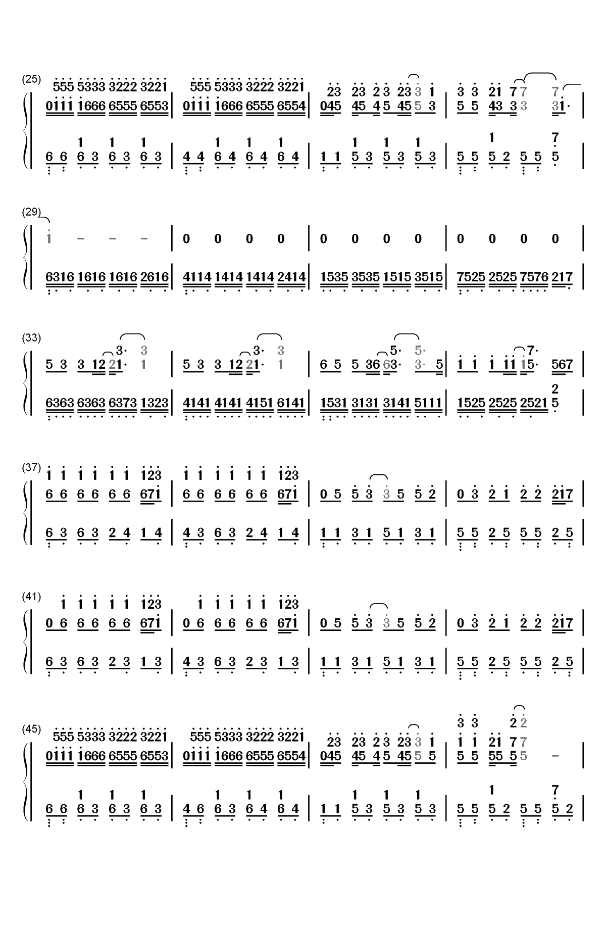 侧脸-曾经是心心念念随随便便深深浅浅-抖音歌曲双手简谱预览2