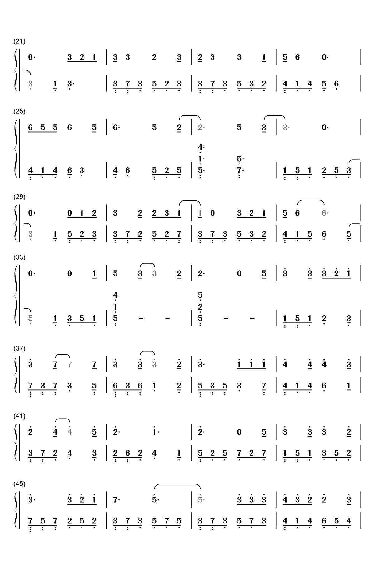 莉莉安-宋冬野双手简谱预览2