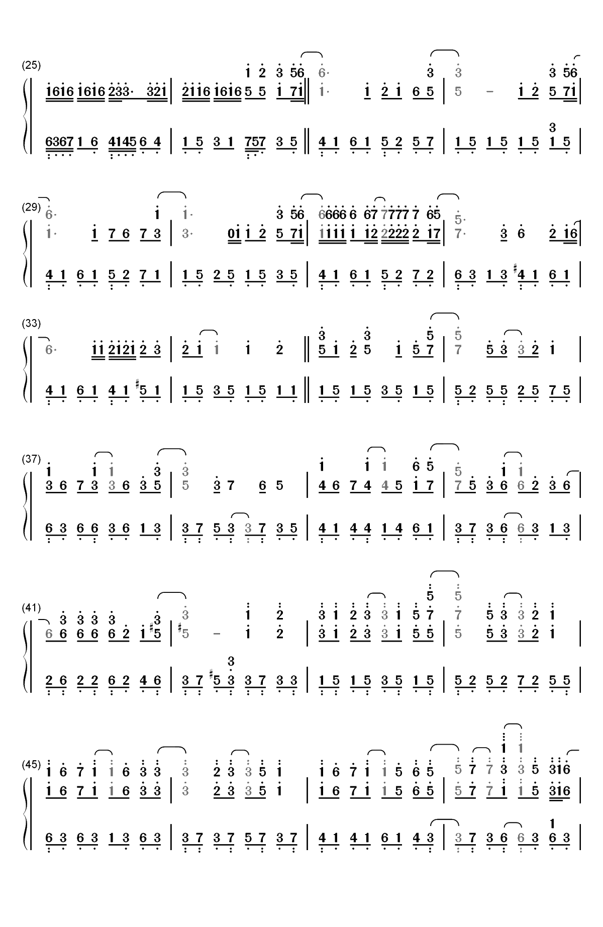 抖音神曲串烧双手简谱预览2