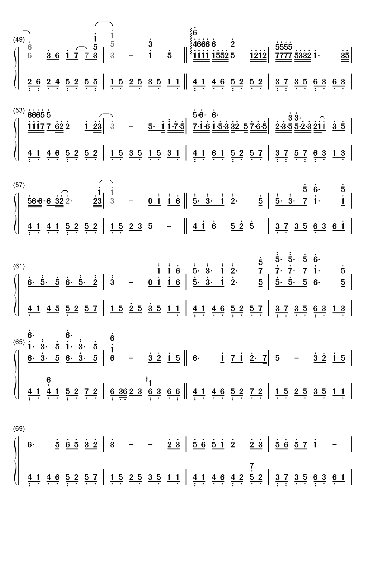 抖音神曲串烧双手简谱预览3