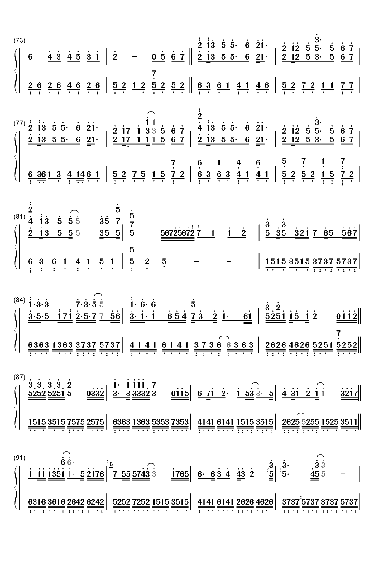 抖音神曲串烧双手简谱预览4