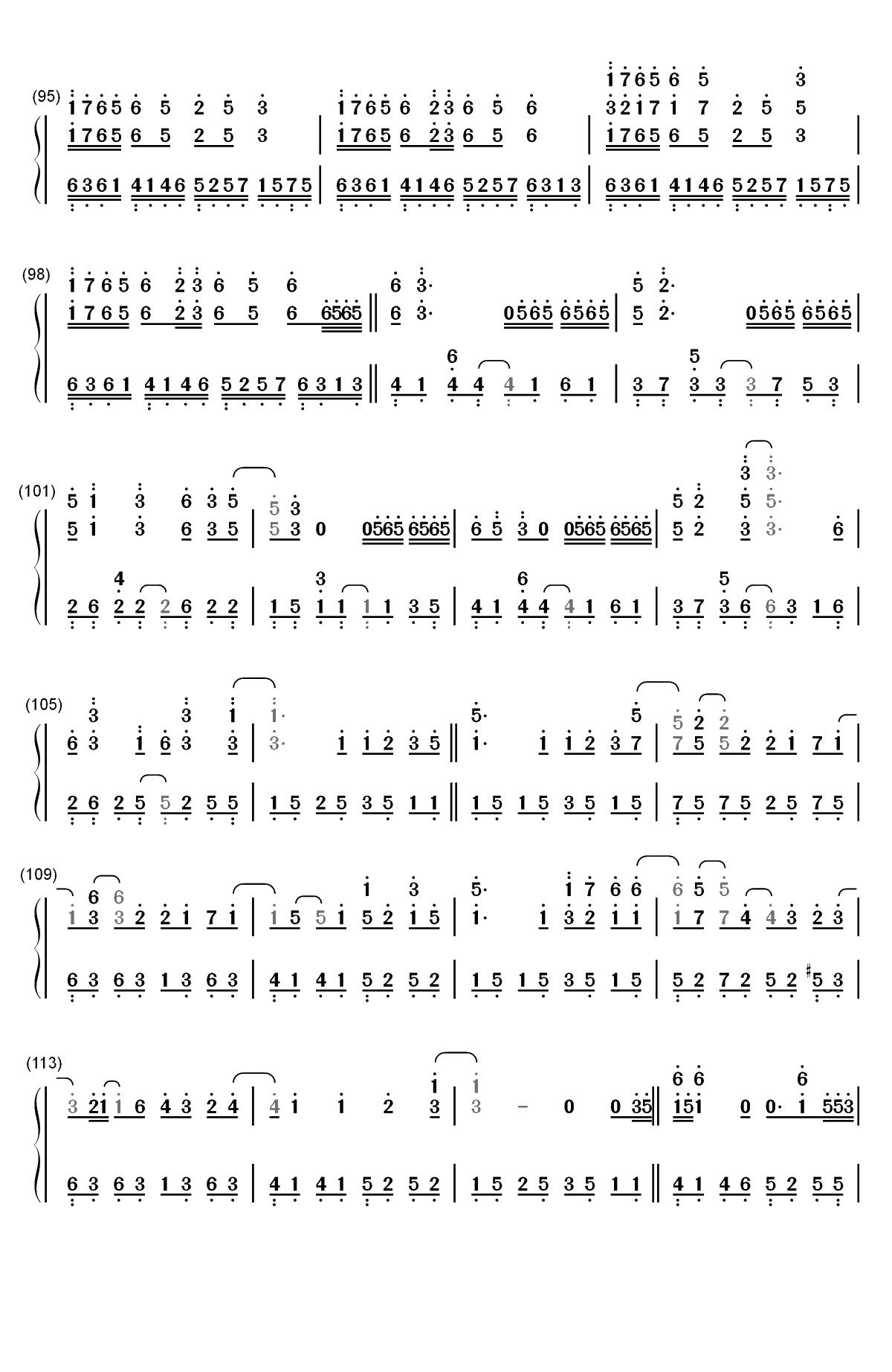 抖音神曲串烧双手简谱预览5