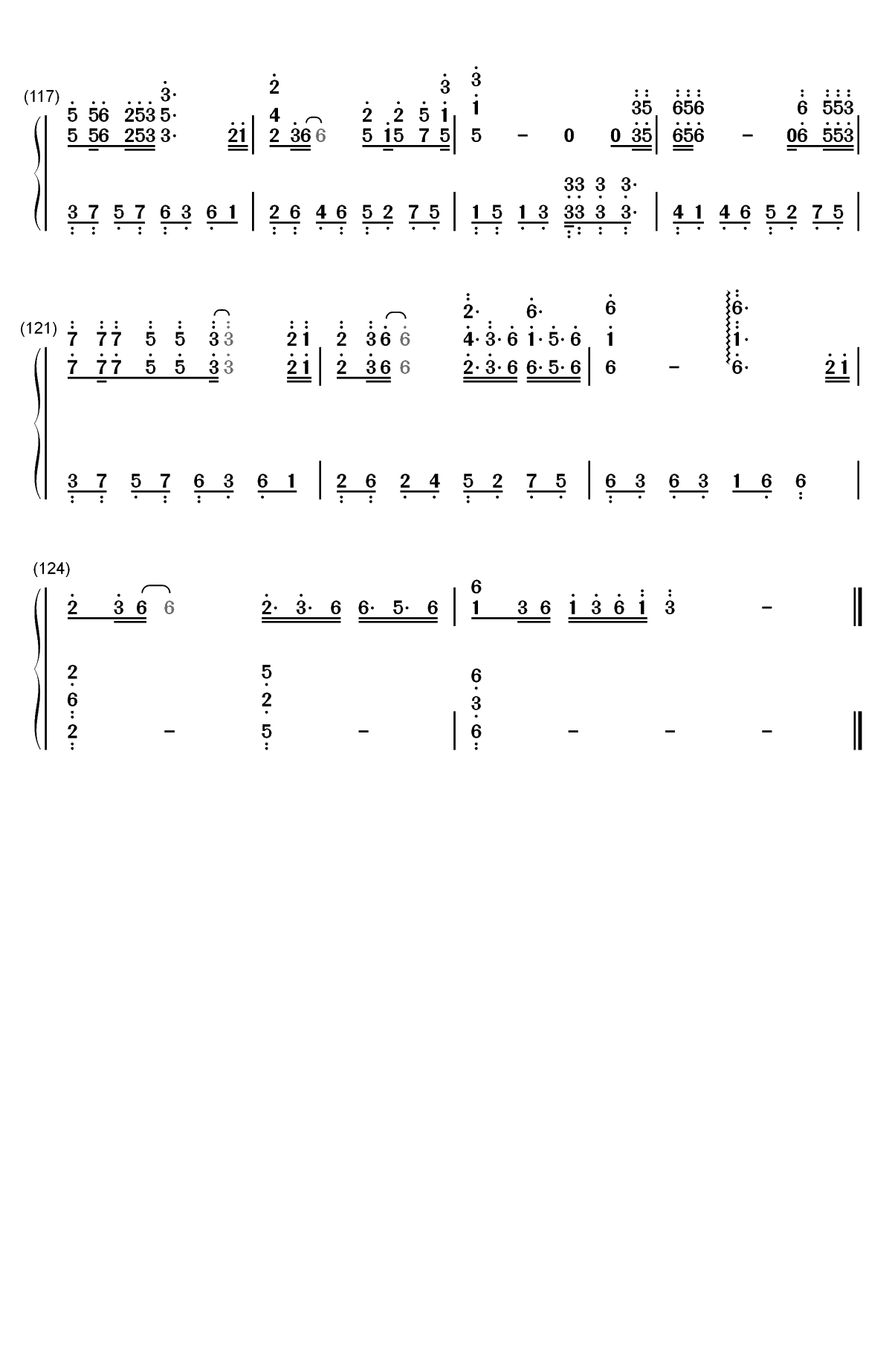 抖音神曲串烧双手简谱预览6