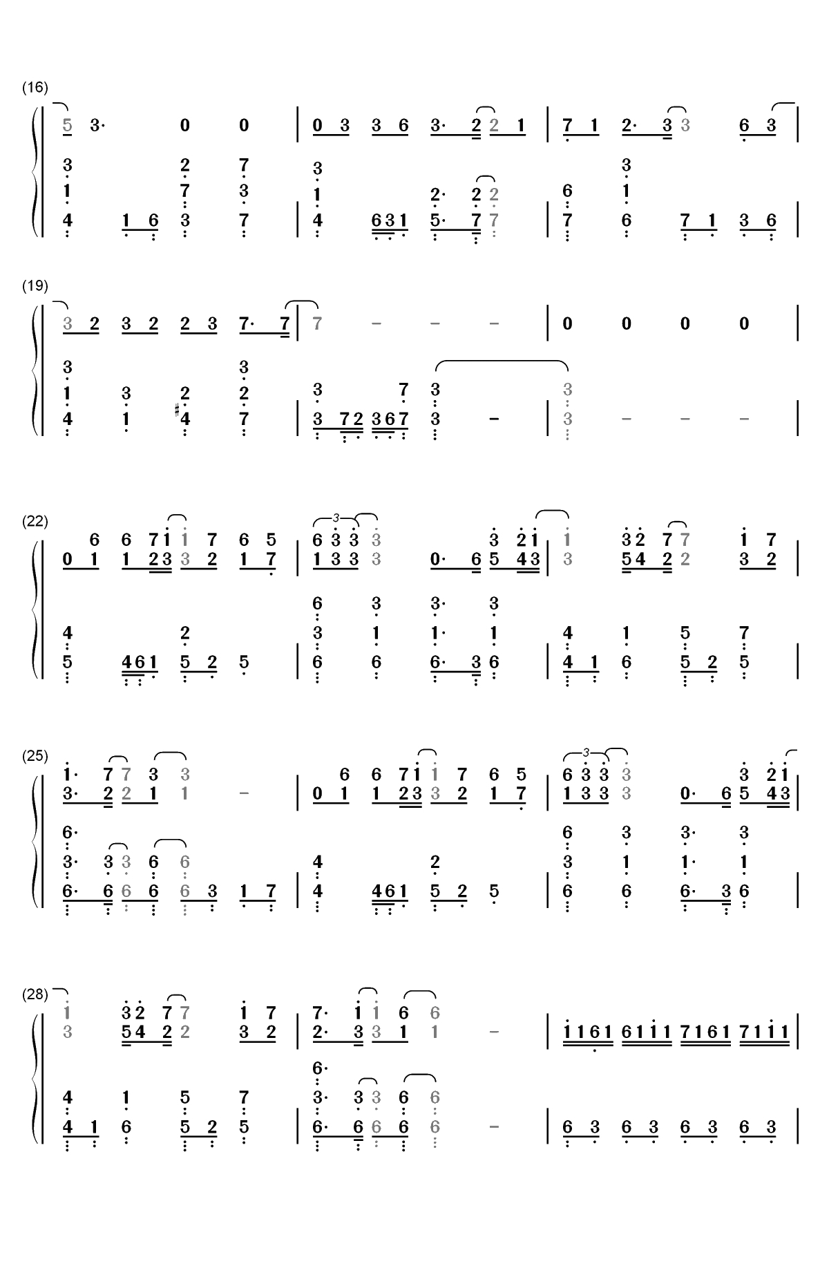 焚情-秦时明月片尾曲双手简谱预览2