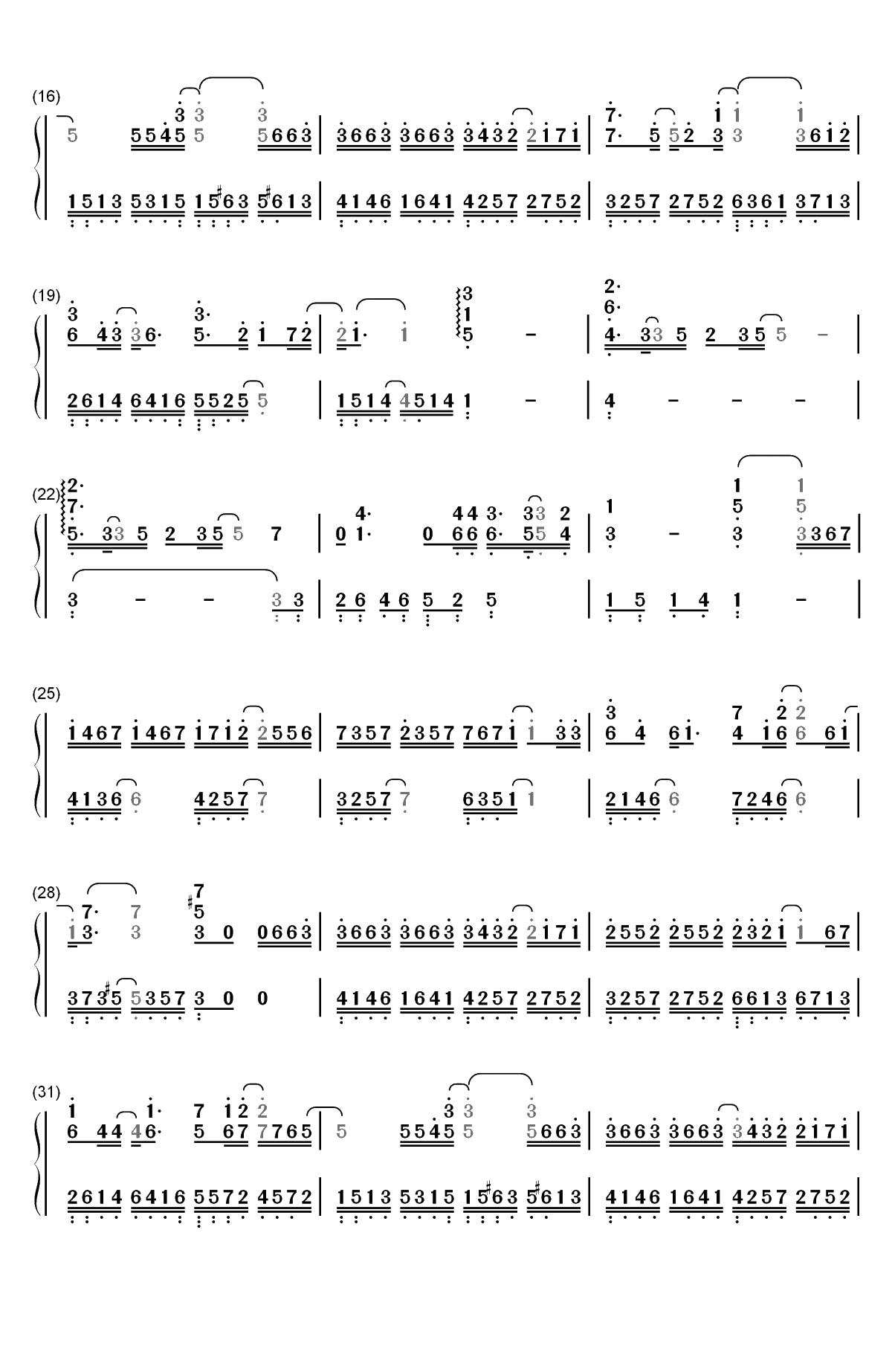心安理得-只是你太粗心大意忽略了我的感受-抖音热歌双手简谱预览2