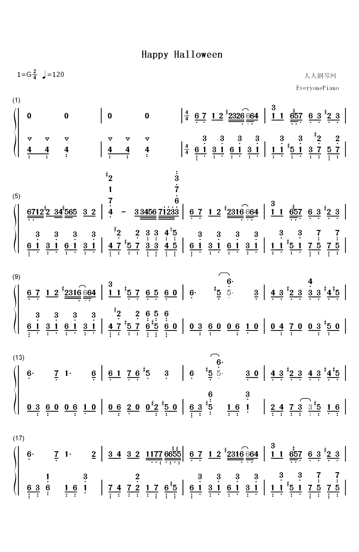 Happy Halloween-镜音リン双手简谱预览1