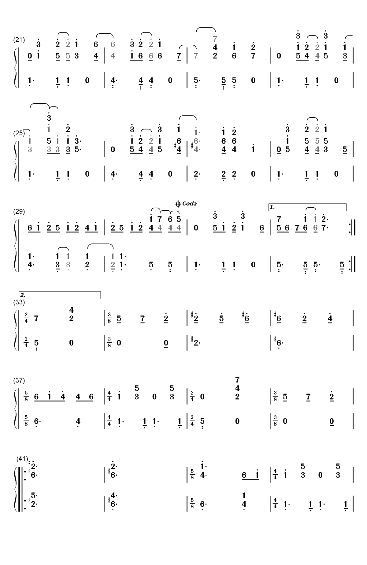 Here Comes the Sun-The Beatles双手简谱预览2