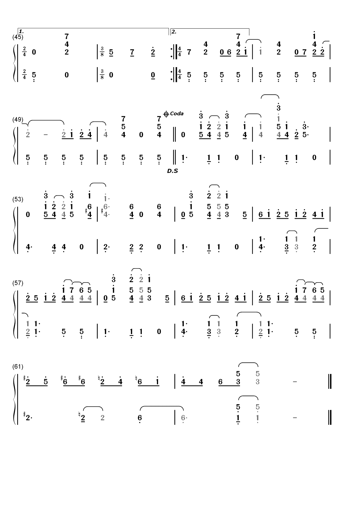 Here Comes the Sun-The Beatles双手简谱预览3