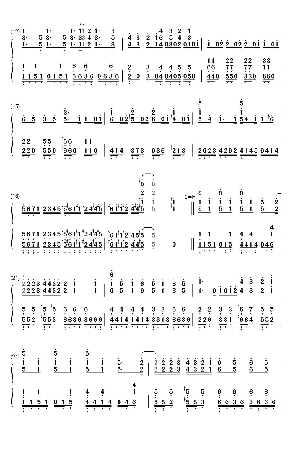 ウザウザ☆わおーっす-我家的女仆有够烦OP双手简谱预览2