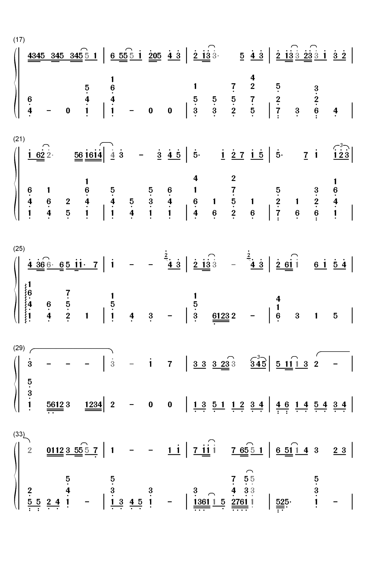 摩天轮的思念-超少年密码插曲双手简谱预览2