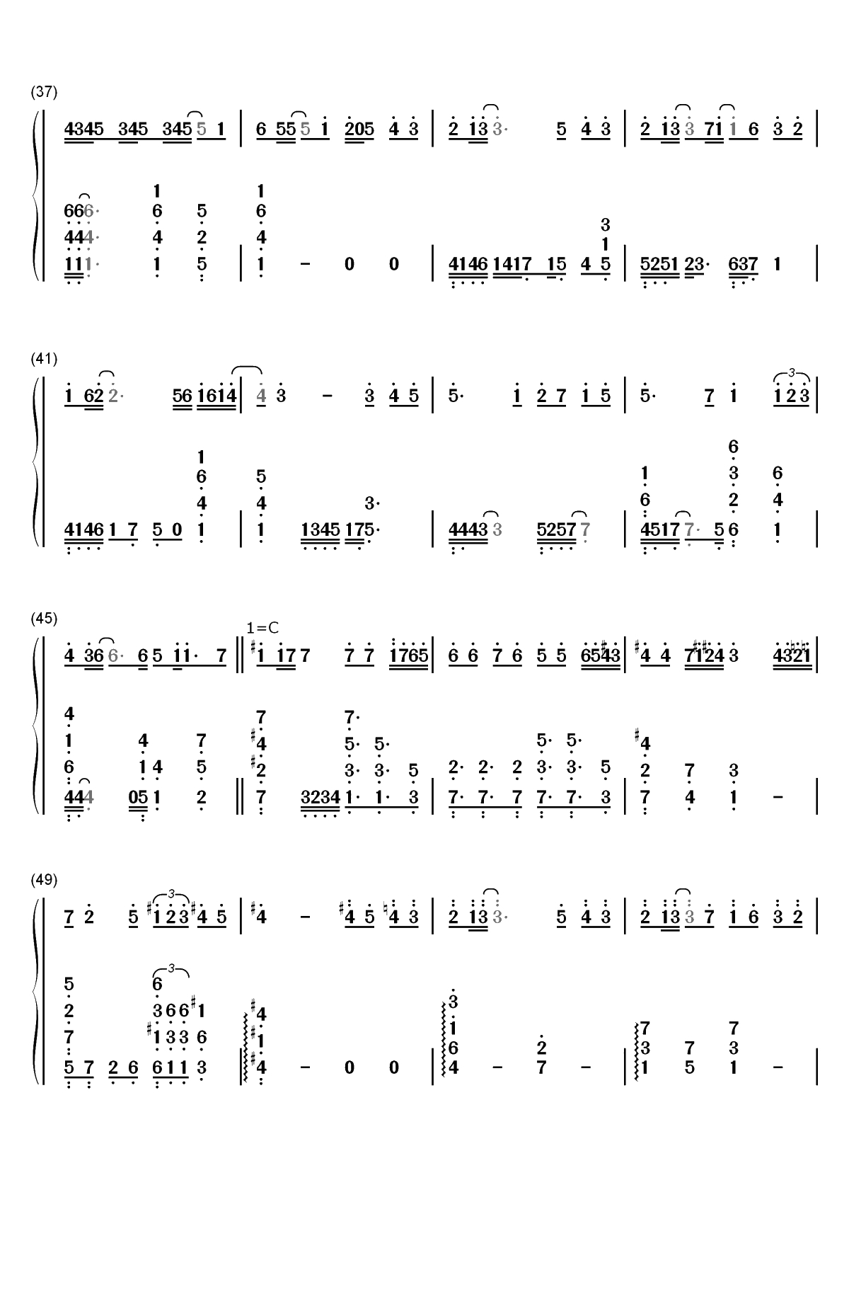 摩天轮的思念-超少年密码插曲双手简谱预览3